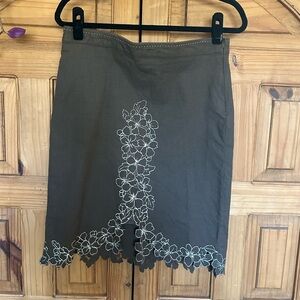 MAC & JAC Linen Blend Embroidered Skirt